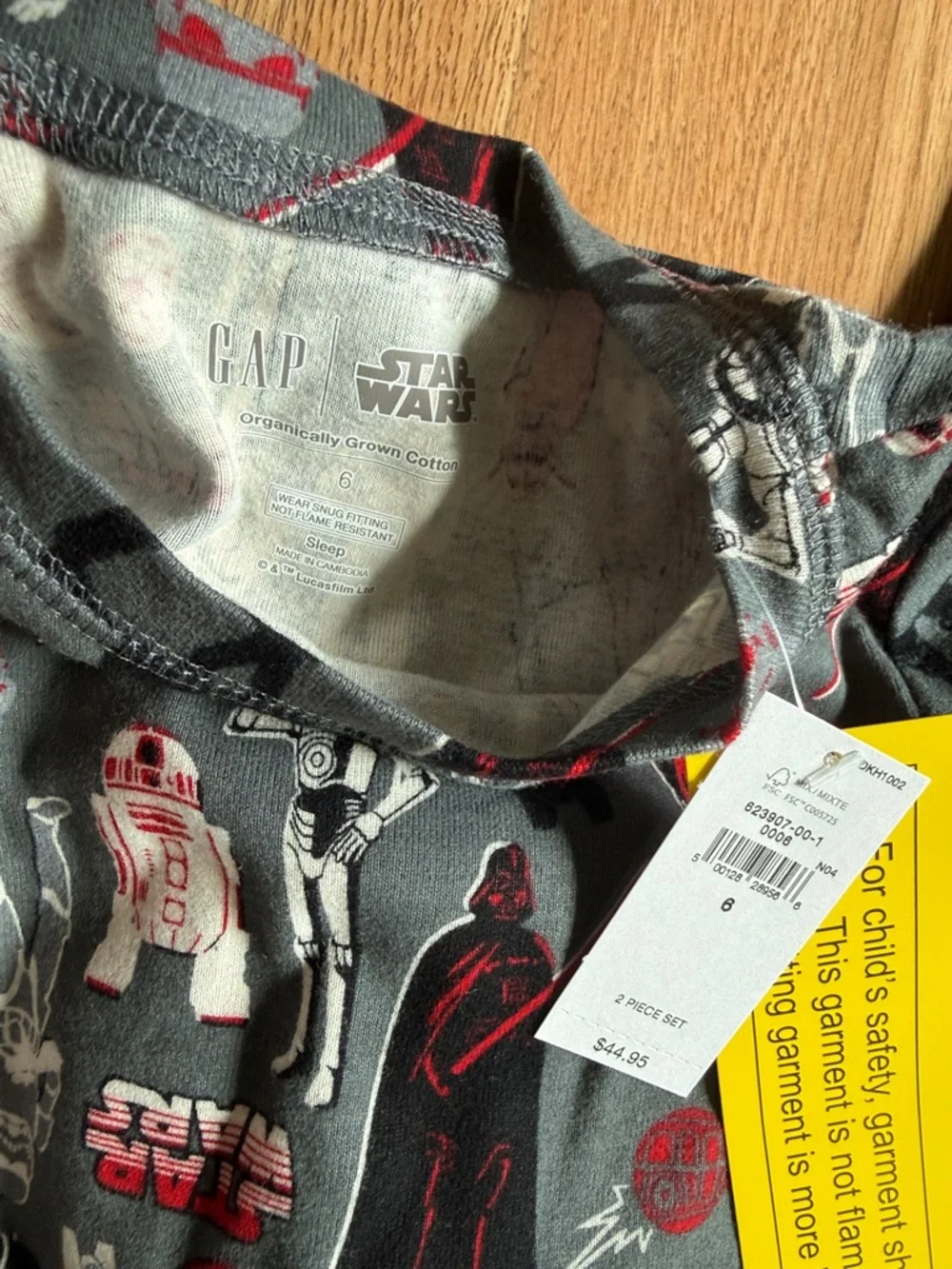 GAP Organic Star Wars Boys Long John PJ Set Pajamas 6 NWT